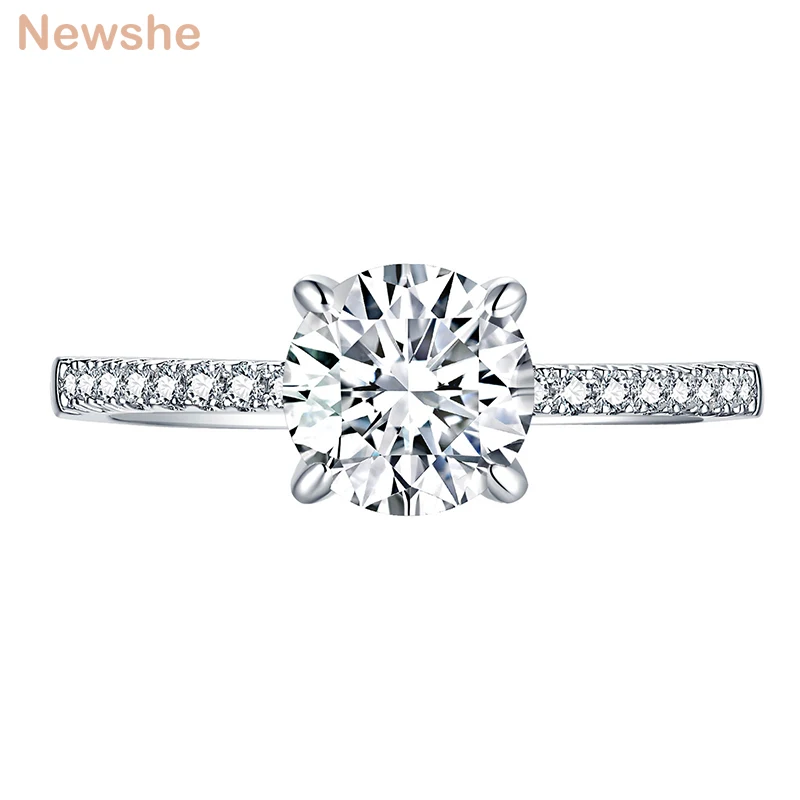 

Newshe Engagement Rings For Women Brilliant Round Cut AAAAA Cubic Zircons Solid 925 Sterling Silver Promise Wedding Jewelry