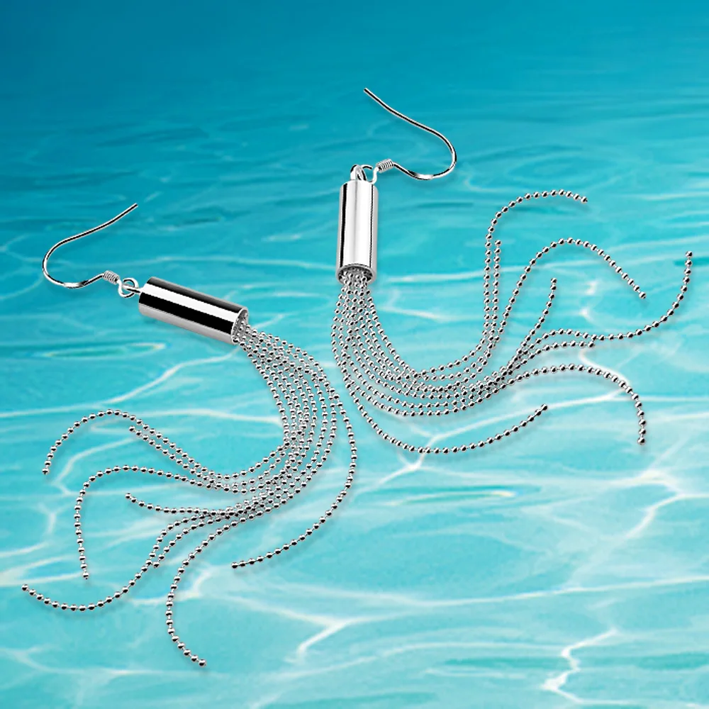 

Sweet long tassel earrings for women 925 sterling silver earrings simple fashion holiday party accessories