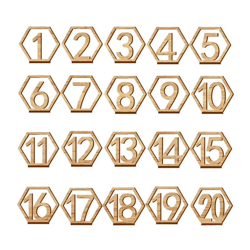 

Wedding Supplies Hexagonal Hollow Digital Seat Card Ornaments