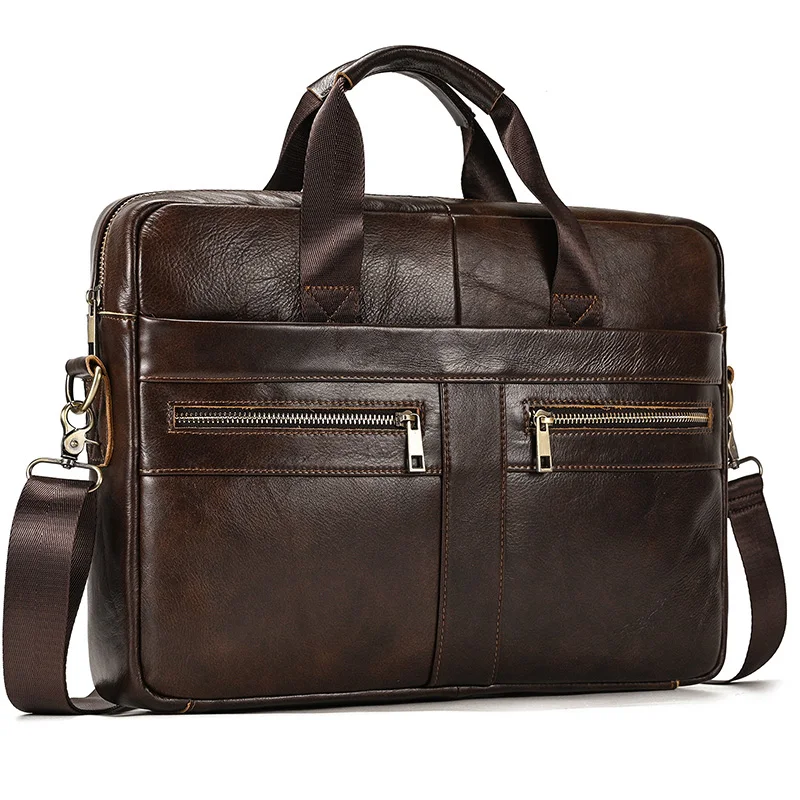 

Inch Business Genuine Office File Compute For 14 Bag Laptop Bags High Quality Luufan Men Handbag Leather Male Briefcase Man's