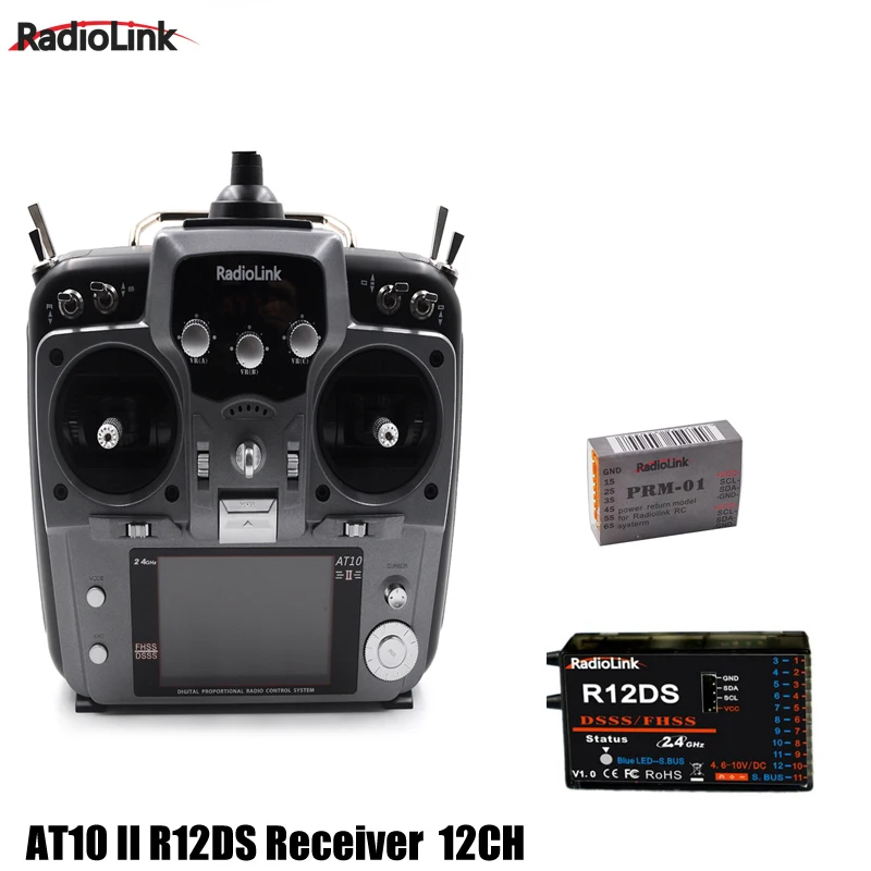 RadioLink AT10 II 2 4 ГГц 12CH передатчик с R12DS ресивер PRM-01 Аккумулятор для