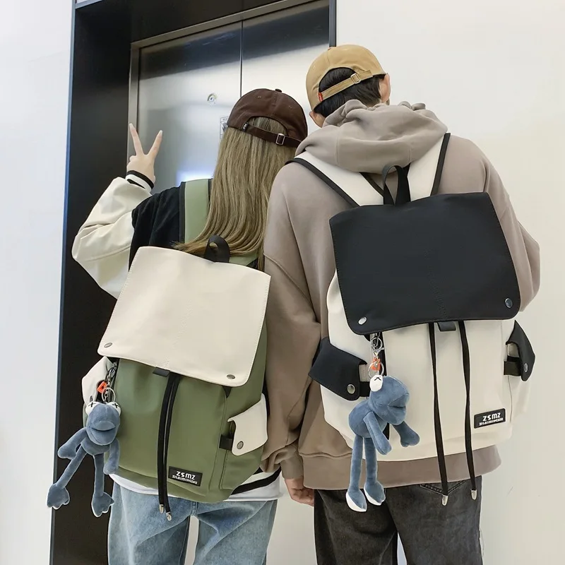 

Computer Backpack Bag Flap Business Girls High School Students Schoolbag Men Outdoor Travel Color Matching Leisure Bag