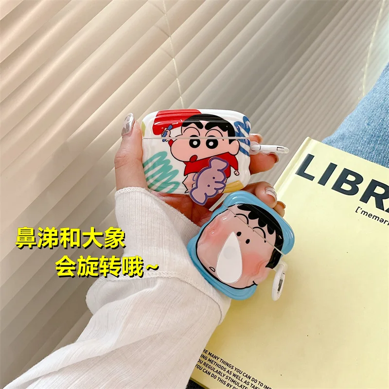 

Crayon Shin-Chan плюшевый мультяшный Милый Apple Airpods вращающийся чехол для Bluetooth гарнитуры аниме плюшевые игрушки для девочки подарок на день рожден...