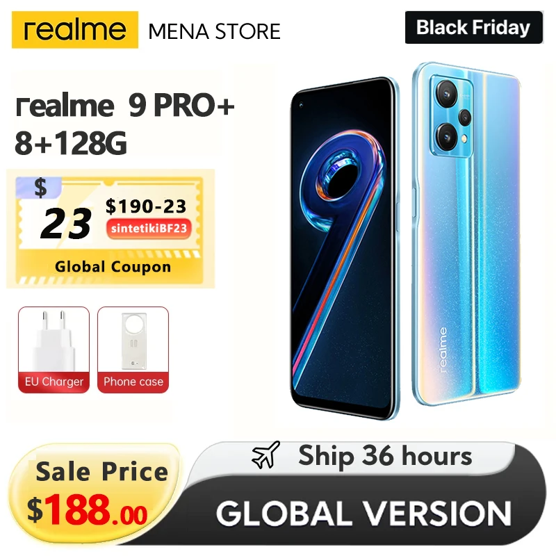 

Global Version realme 9 Pro Plus Dimensity 920 Sony Imx766 Ois Camera 60w Superdart 6.4''Amoled Display