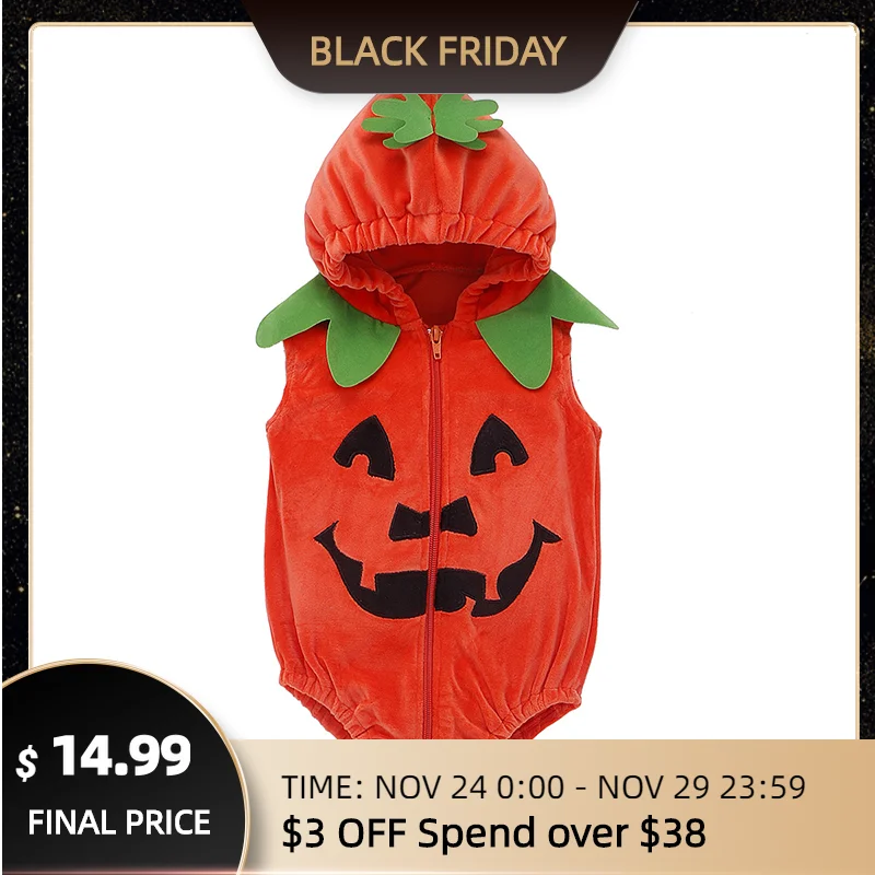 

Дети Хэллоуин Костюм Для Девочки И Мальчика Ребенок Всех Святых Дьявол Тыква Одежда Младенческой Симпатичные Без Рукавов Капюшоном Молния ...