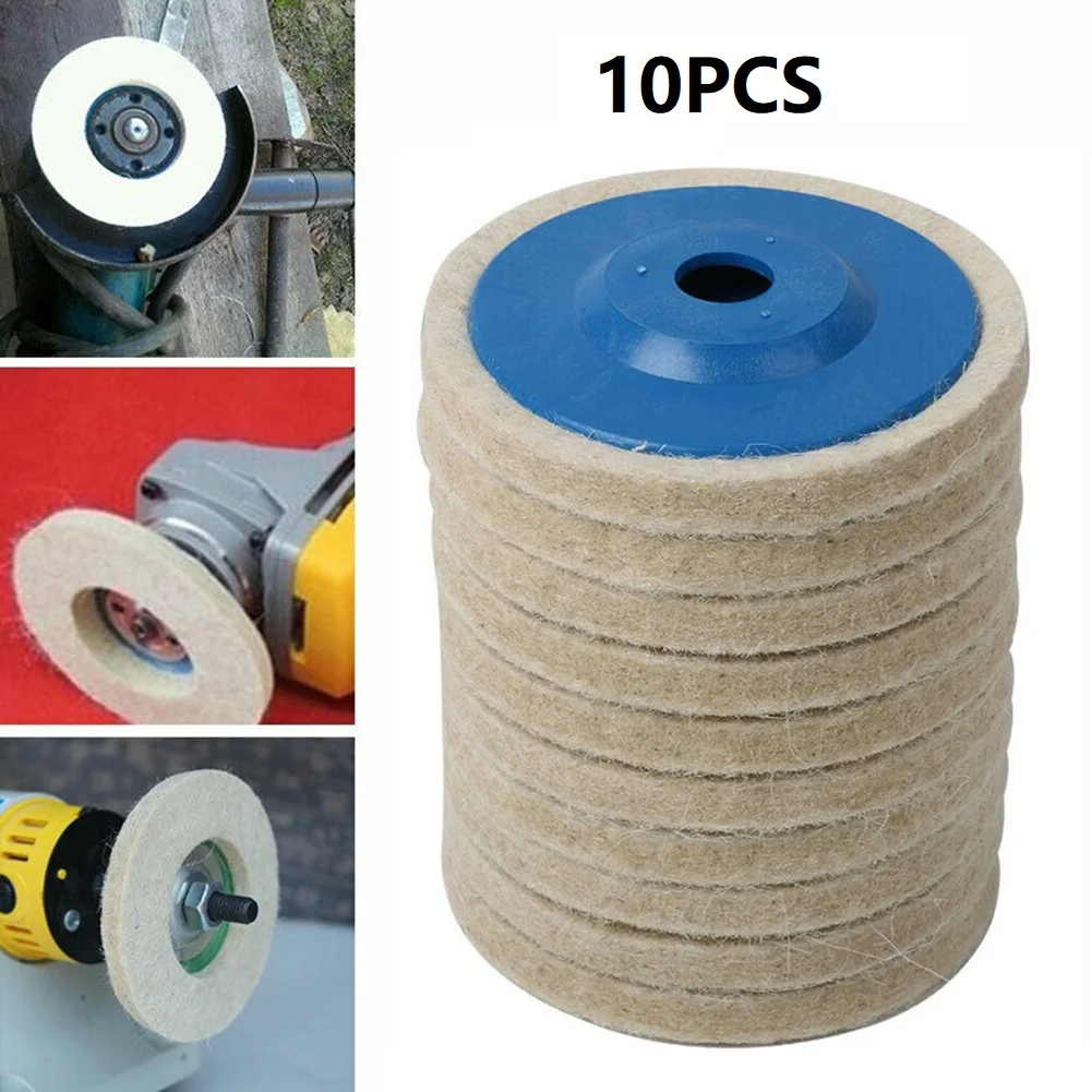 10pcs 100mm Wool Polishing Wheel Buffing Pads Angle Grinder Wheel Felt Polishing Disc For Metal Marble Glass Ceramics