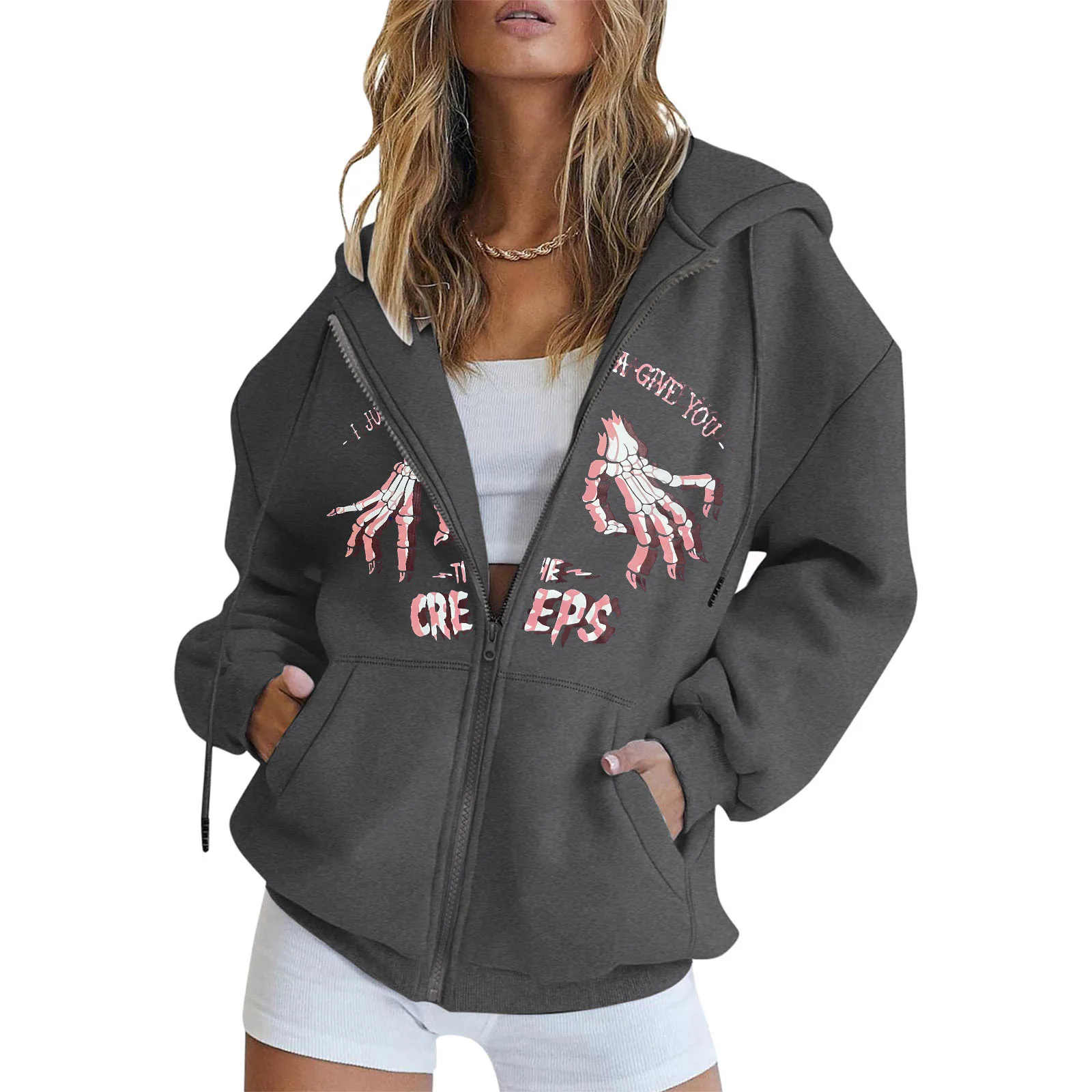 

Womens Zip Hoodie Letters Sweatshirt Fleece Jacket with High Collar Sweatshirt Tunic Tops Pack Women Oversized Hoodie Sweatshirt
