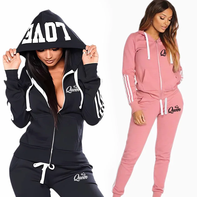 Женский спортивный костюм с принтом Queen Повседневная Толстовка капюшоном на