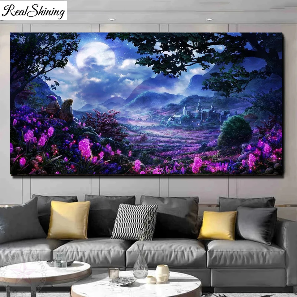 

DIY Diamond Painting Cross Stitch Fantasy Night Mountain Landscape Full Diamond Embroidery Home Decoration Rhinestones Q299
