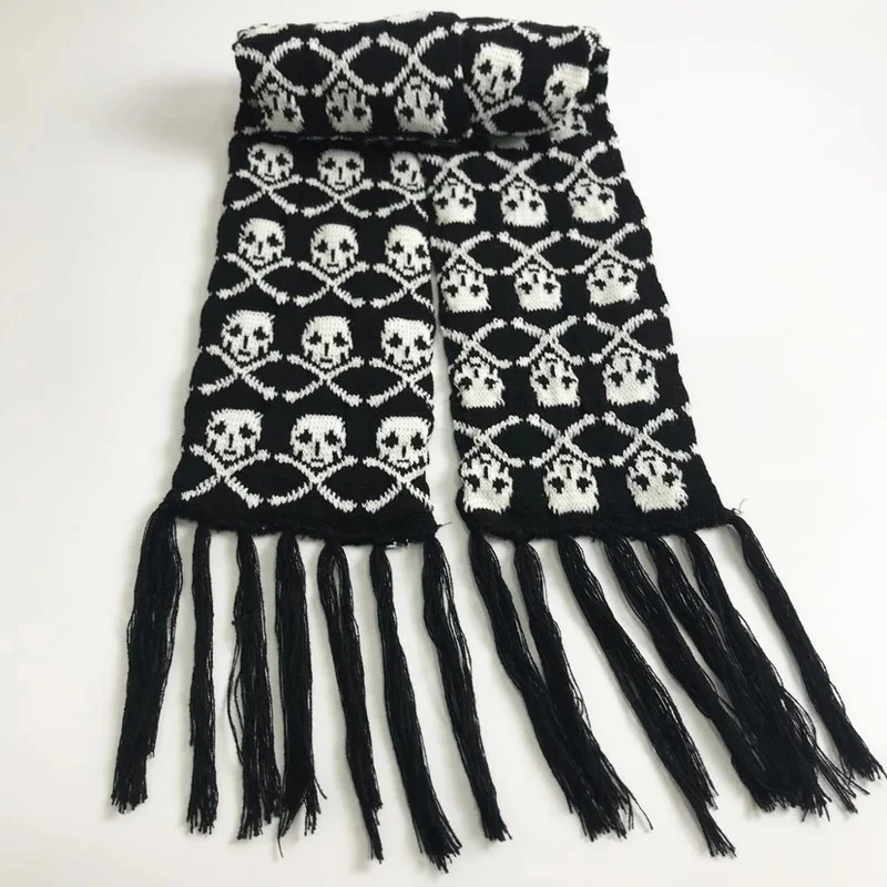 Шарф унисекс с черепом дракона для женщин и мужчин Зимняя Вязаная Шаль из пашмины