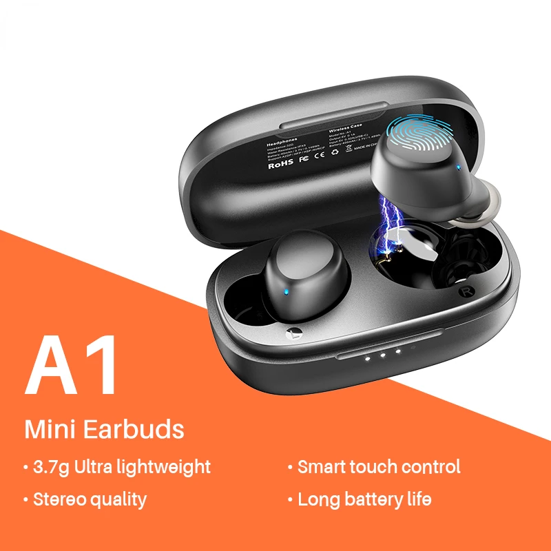

TOZO A1 Mini Wireless Earbuds Bluetooth 5.3 Headphones Immersive Sound Long Distance Connection Headset, Ultra Lightweight,Black