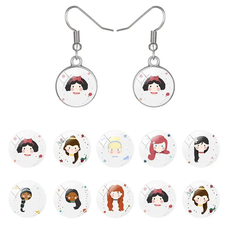 Симметричные серьги Disney красивые стеклянные купольные для девочек подарки
