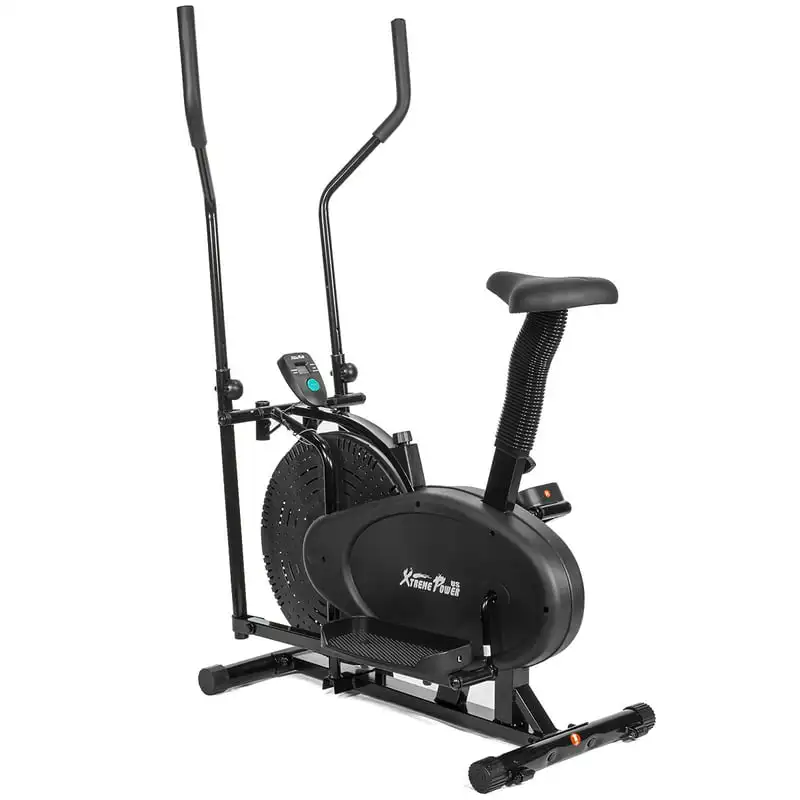 

2-in-1 Elliptical Fan Bike Dual-Action Cross Trainer Machine Exercise Equipment with LCD Monitor