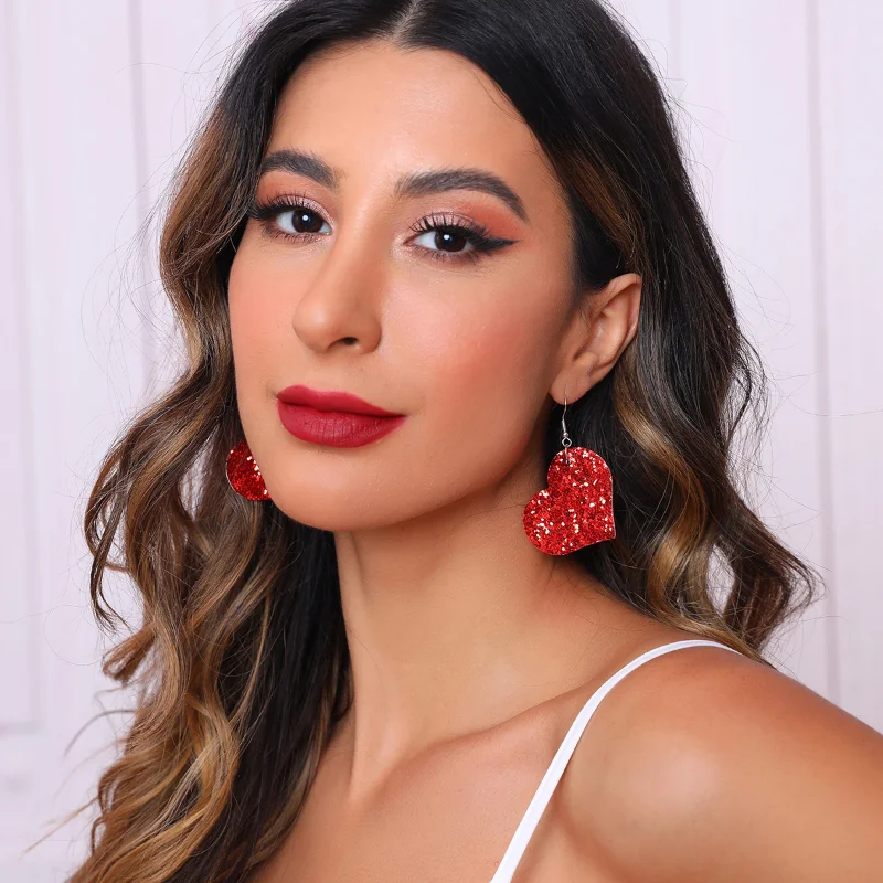 

Женские кожаные серьги с пайетками, простые креативные серьги для женщин и девушек на День святого Валентина, 2023