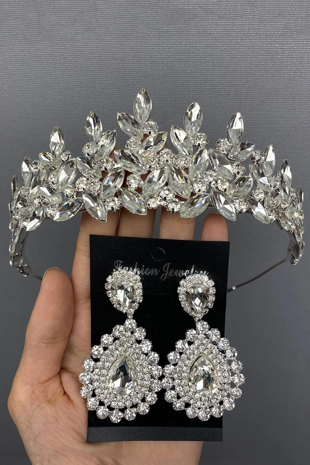 

Bridal Accessories Silver Bridal Crown And Earring Wedding Handmade For Bride And Bridesmaids