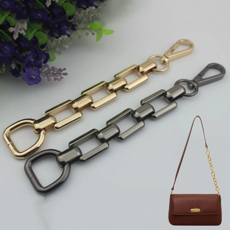 

New Mini Purse Chain DIY Metal Flat Chain for Messenger Bag Purse Strap Extender Handbag Accessory Decoration with Metal Buckle