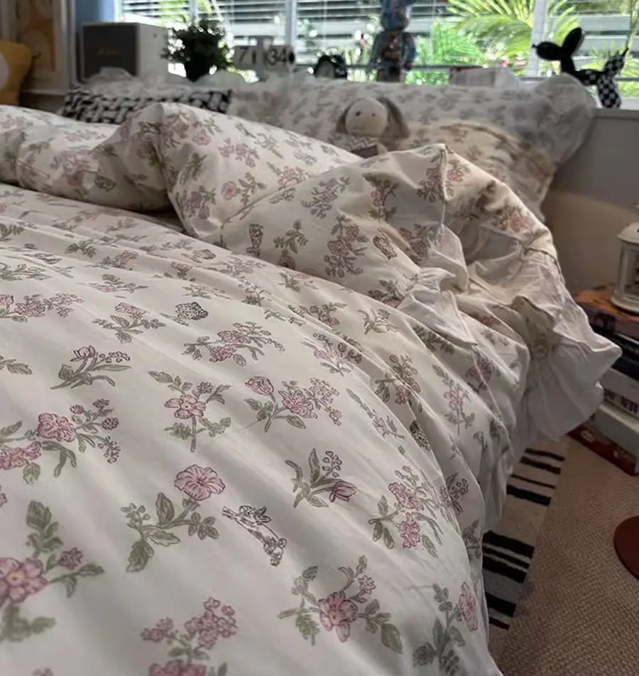 Комплект постельного белья Fairyfair с розовыми цветами односпальный двуспальный