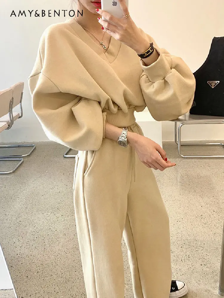 Early Spring New Outfits Suit High-Grade Casual Hoodies Fashion Trending Goddess Sweatshirt + Temperament Pants Two-Piece Set