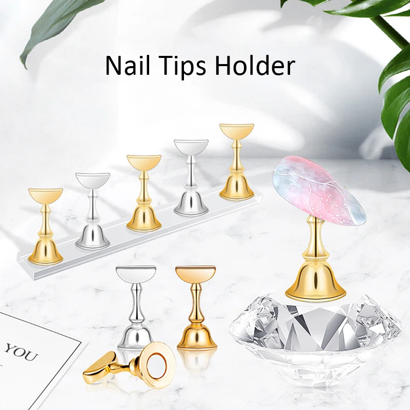 

Подставка для накладных ногтей, магнитный держатель для практики накладных ногтей, со стразами, демонстрация накладных ногтей, аксессуары ...