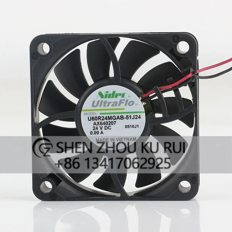 Фото Двухпроводной вентилятор охлаждения U60R24MGAB-51J24 Original Nidec 5V 12V 48V DC24V 0.09A AC EC 6015 60X60X15MM 6CM бесшумный для преобразователей частоты №1