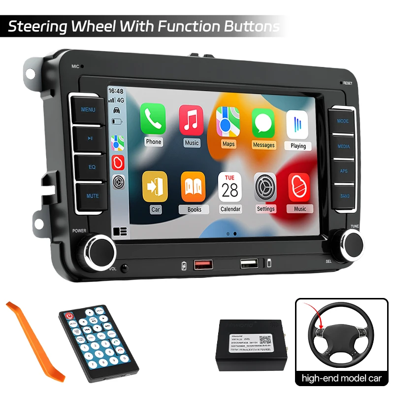 

Автомобильный Радиоприемник Hippcron 7 Дюймов, Беспроводной Мультимедийный Плеер MP5 С Carplay И Android Auto Для Volkswagen