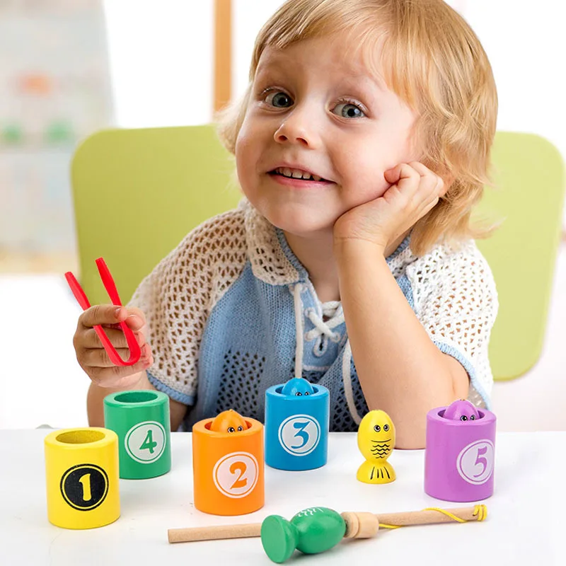 

Baby Montessori Wooden Toys Wooden Fishing Game Number Color Matching Math Toys Early Learning Educational Toys For Children