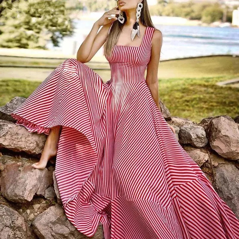 

Women's Tank Dress Summer 2022 New striped party gown Sleeveless jumpsuit