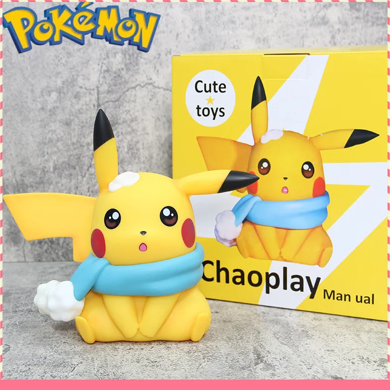 

23 см аниме фигурка покемона Пикачу Милая кавайная виниловая Изысканная фигурка модель украшение для дома Женская коллекция подарок на день рождения