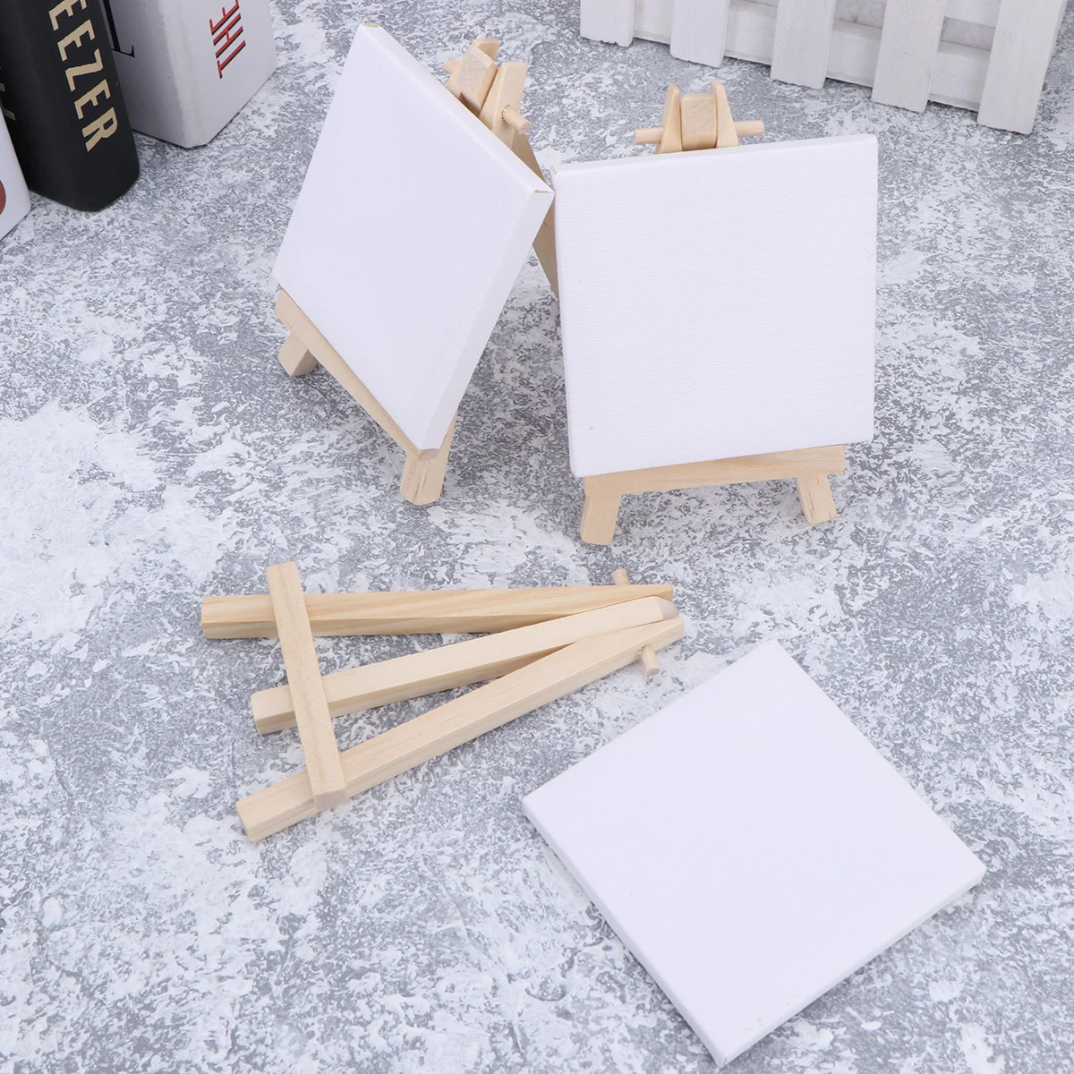 

10PCS Mini Canvas Panel Wooden Easel Sketchpad Settings for Painting Craft Drawing Decoration Gift and Kids'Learning Easels