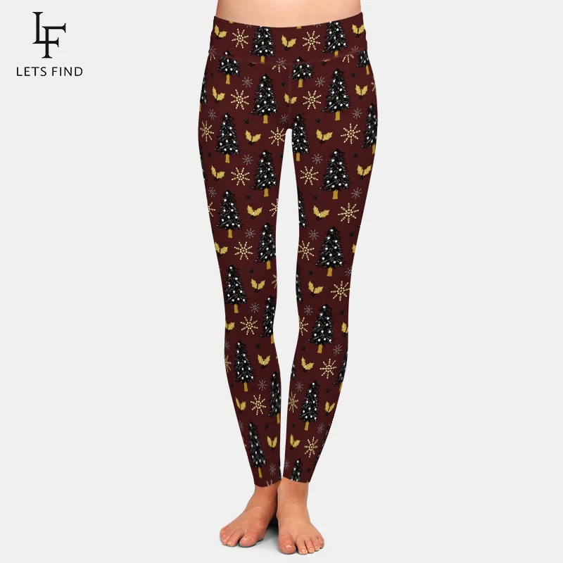 LETSFIND New Arrival Winter Warm Fashion Women High Waist Leggings 3D Christmas Tree Leggings Digital Print Pants