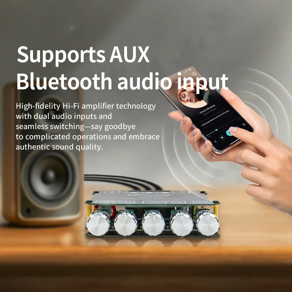 Bluetooth-совместимая плата усилителя YS-MT21, 2.1-канальный усилитель мощности 50Втx2+100Вт для сабвуфера, Hi-Fi аудио, USB, AUX, DIY усилитель для колонок (art.: 3920db99cad56) - 3920db99cad56