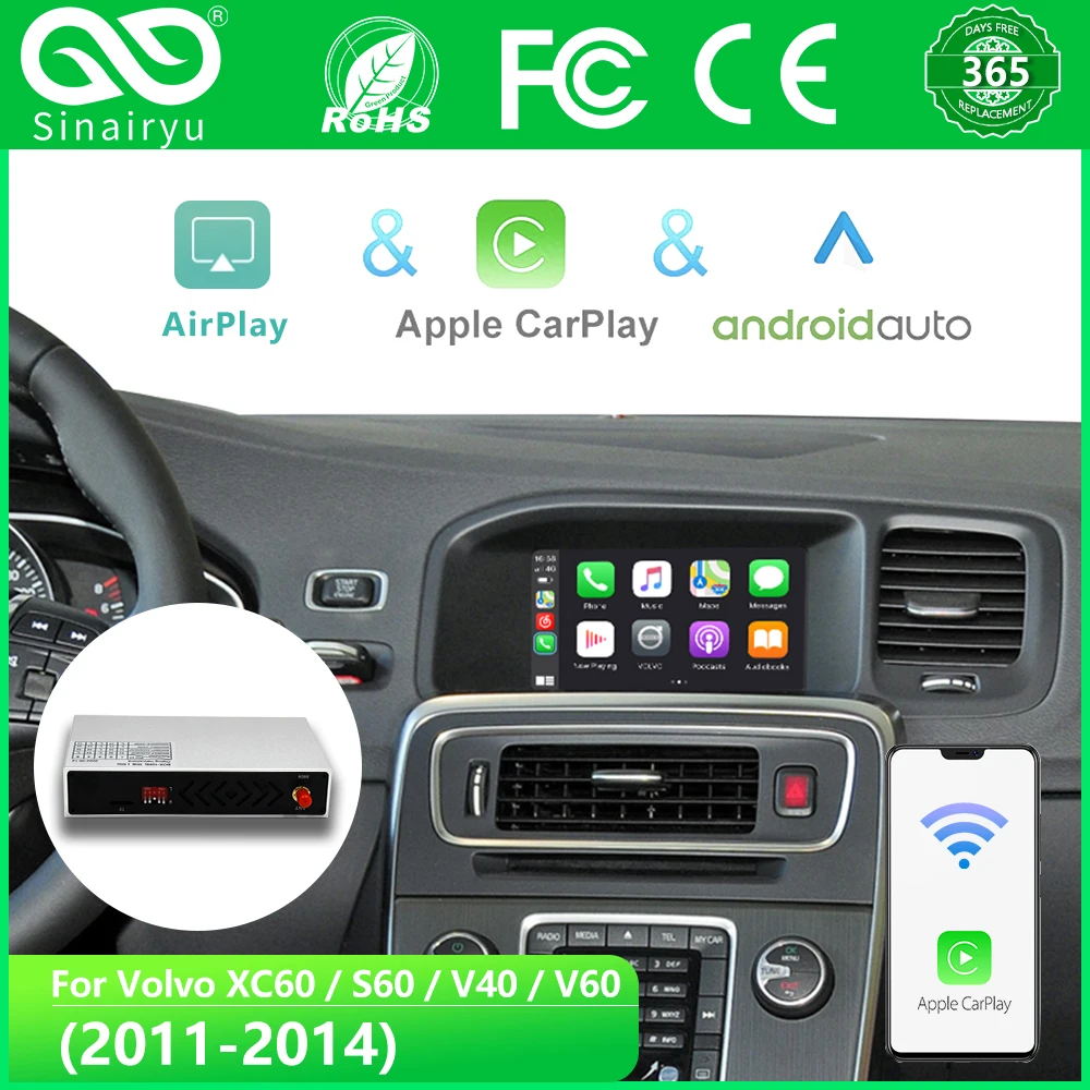 

Беспроводная автоприставка CarPlay для Android, улучшенная версия для Volvo V40 V60 XC60 S60 V70 XC70 S80 2011-2014, OEM микрофон