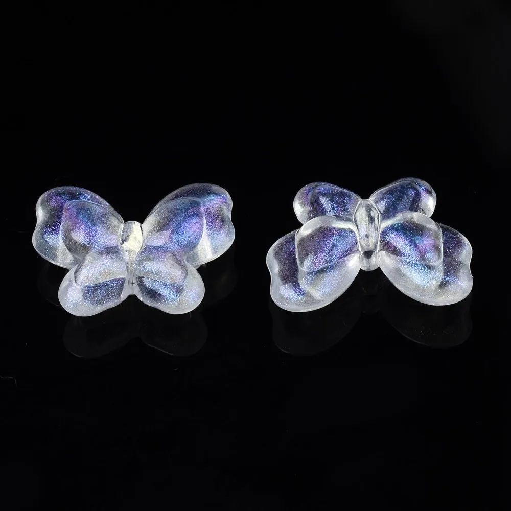 500g Transparent Acrylic Beads Glitter Powder Butterfly Clear 18x21x6.5mm Hole: 1.5mm about 415pcs/500g