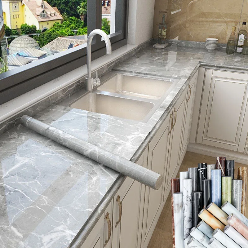 

"Marmer Vinyl Film Zelfklevende Behang Voor Badkamer Keuken Kast Werkbladen Contact Papier Pvc Waterdicht Muurstickers