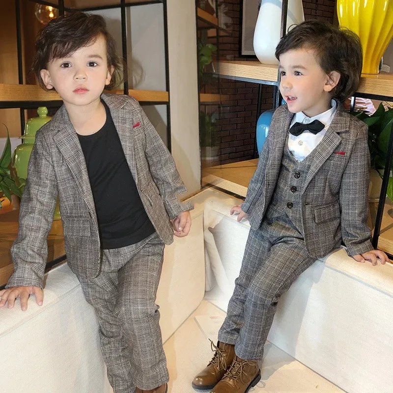 

Gentleman Kids Infant Mariage Suit Prince Boys Wedding Children Formal Blazer Vest Pants Tuxedo Clothing