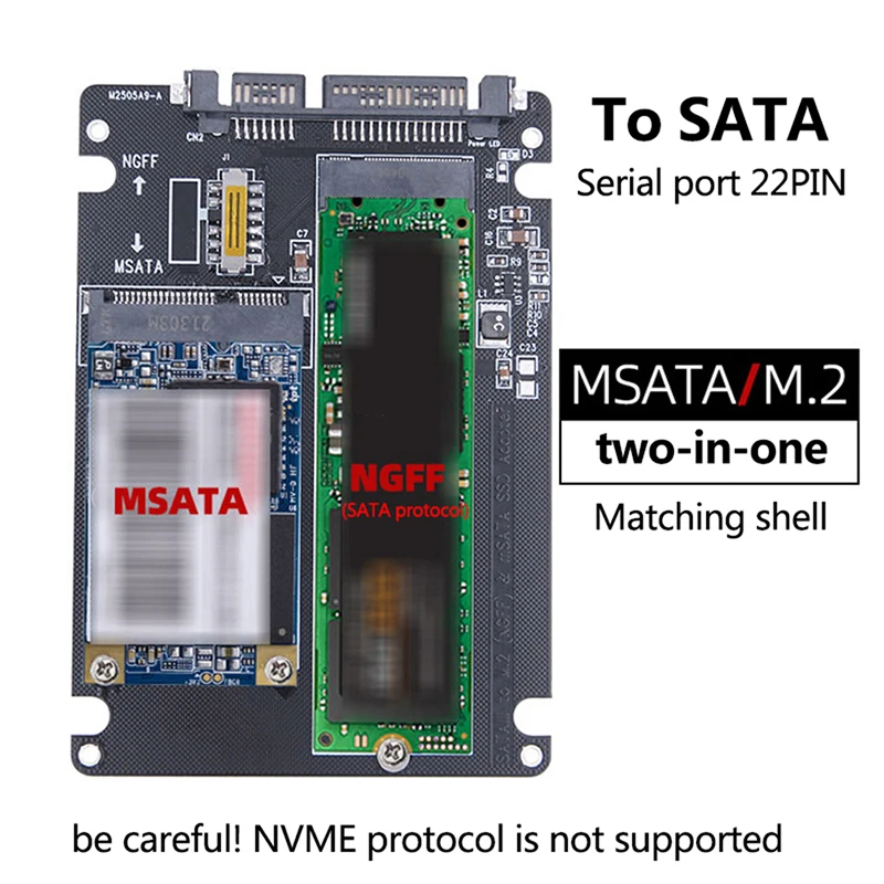 

1pc NGFF To SATA 3 External HDD Enclosure MSATA SSD Adapter M.2 SATA Protocol Hard Disk Adapter Board