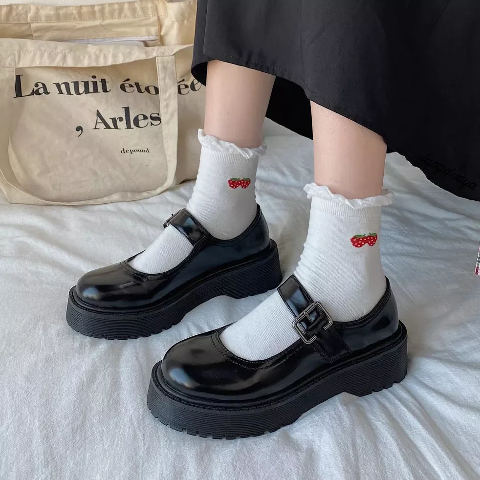 

NEW IN lolita shoes mary janes Women's shoes School Student College Girl Student Sweet JK Uniform Mary Jane Shoes low heel w