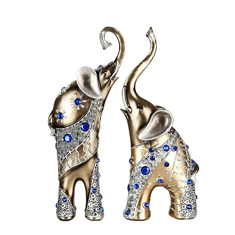 

Статуя слона, украшение для спальни, скульптуры из смолы, домашний декор, современный стиль, золотой слон