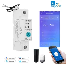 Compteur de consommation d'énergie intelligent 1P, monophasé Din rail WIFI kWh wattmètre avec Alexa pour maison intelligente