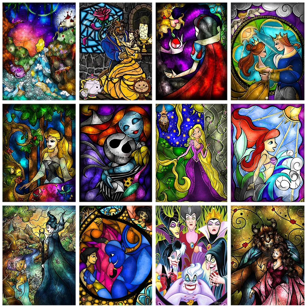 

Алмазная 5D картина «сделай сам», мультяшная тема Дисней, фэнтези, принцессы, круглая вышивка ручной работы, вышивка крестиком, подарок для д...