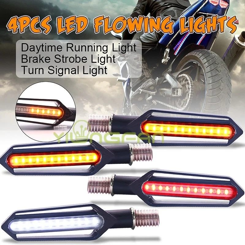 

50Pcs/lot 24LED Turn Signals Tail Light Motorcycle LED Flowing Water Flashing Blinker Brake/Running Light Flasher Lamp
