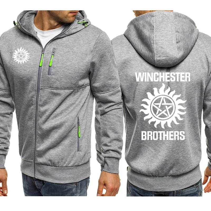 

2022 Supernatural Hoodies Men Winchester Bros Mens Sportswear Fleece Warm Zipper Jacket Hooded Sweatshirt Harajuku Tracksuit