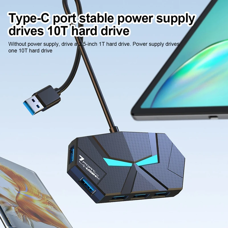 7 портов USB 3 0 концентратор док-станция USB-сплиттер адаптер 5 Гбит/с