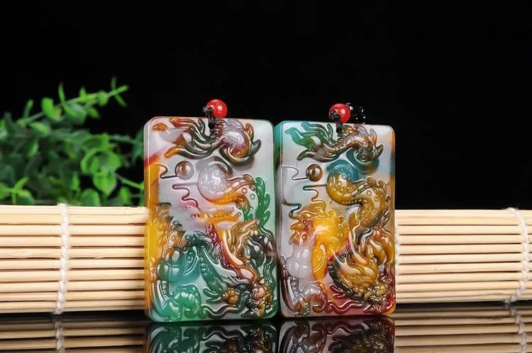 Xinjiang Hetian Jade Color Laban Xiao Ping ɺn брендовая подвеска Золотой Нефритовый дракон для