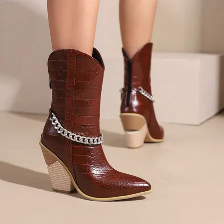 

Женские зимние ботинки с острым носком, большие размеры