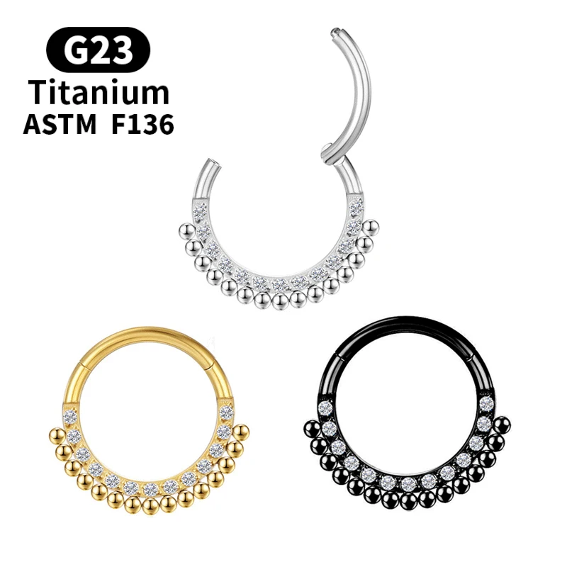 

Titanium Black nose ring Piercing G23 the diaphragm septum puncture Cartilage spiral Hinge section Clicker Daith Body Jewelry
