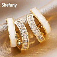 925 sterling silver irregular stud earring cubic zirconia 14k gold plated geometric earrings for women fine jewelry party gift