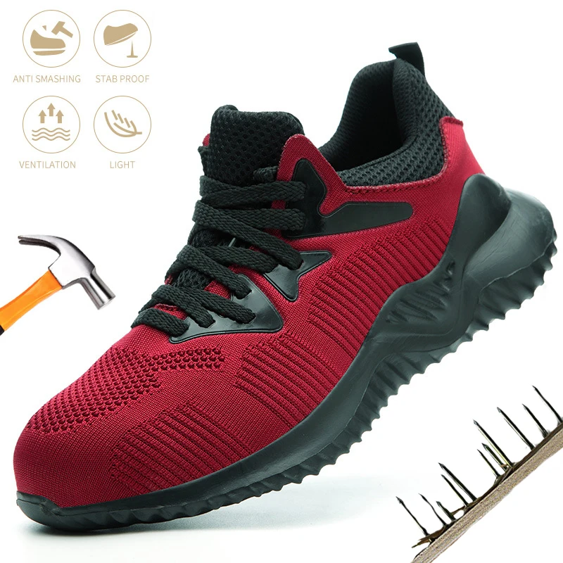 

Fashion Mens Safety Work Shoes Indestructible Steel Toe Work Boots Puncture-Proof Anti-smash Casual Breathable Footwear