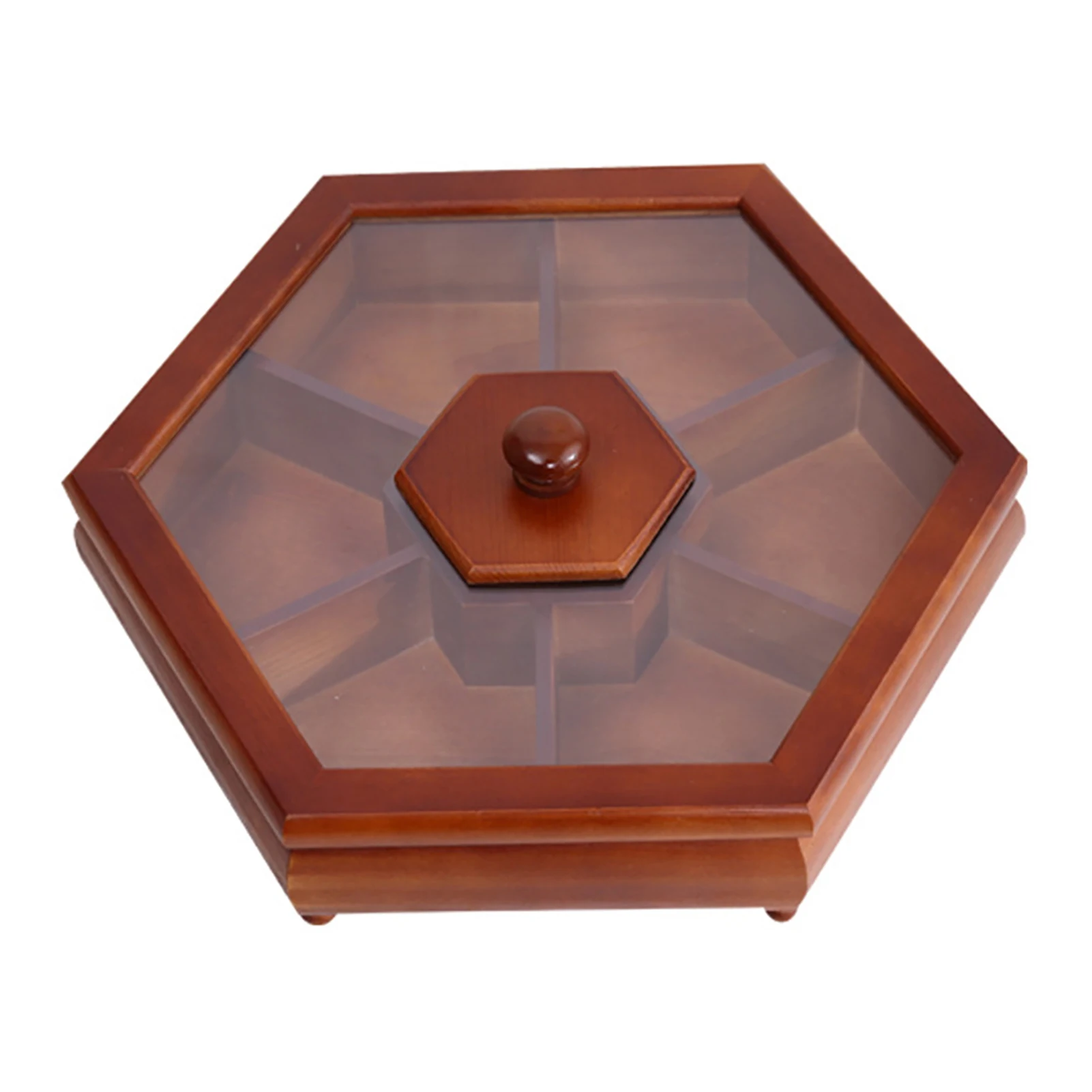 

Wooden Snack Tray Organizer With Lid Nuts Home Dispenser Dry Fruit Living Room Candy Box Display Plate Serving Food Storage