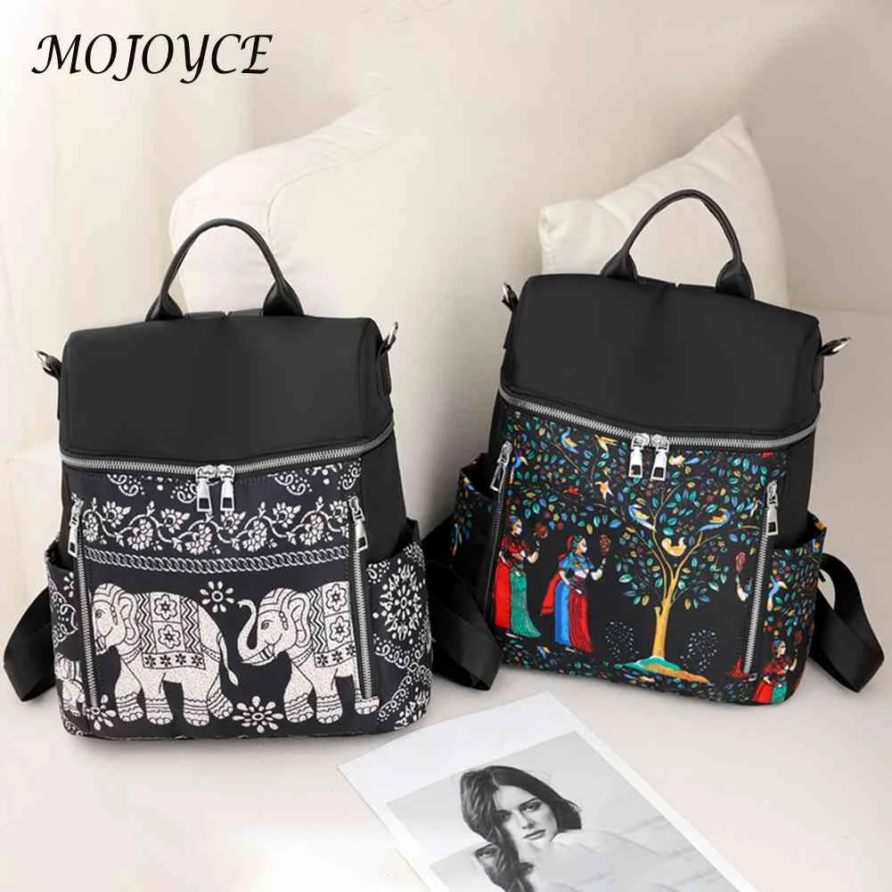 

Retro Ethnic Backpack Women Teenage Student Girl Oxford Cloth Large School Bag Casual Travel Rucksack Book Bag